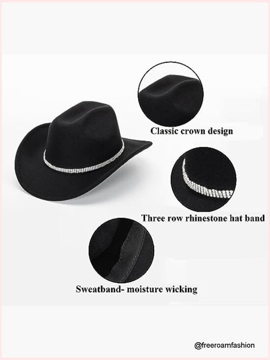Western Rhinestone Cowboy Hat with Fringe Women M-L main image 6